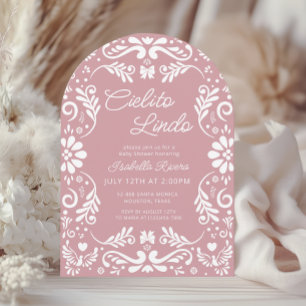 Invitación Cielito Lindo Talavera Baby Shower rosado mexicano