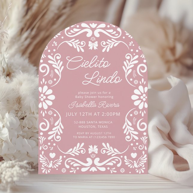 Invitación Cielito Lindo Talavera Baby Shower rosado mexicano (Subido por el creador)