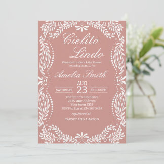 Invitación Cielito Lindo Talavera Mexicana Rosa Baby Shower