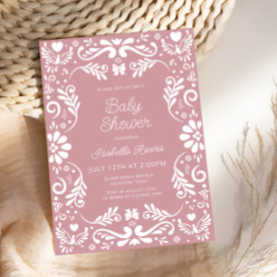 Invitación Cielito Lindo Talavera Mexicana Rosa Baby Shower 