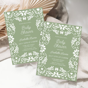 Invitación Cielito Lindo Talavera Mexicana Verde Baby Shower