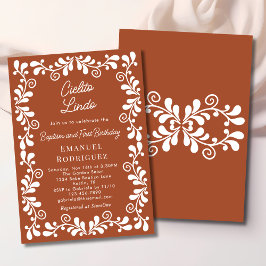 Invitación Cielito Lindo Terracota Bautizo y Primera Cumpleañ