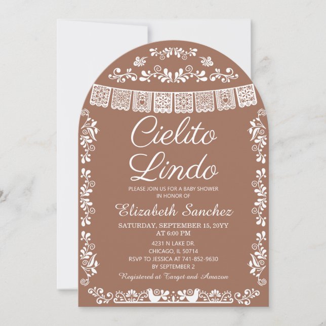 Invitación Cielito Lindo Terracotta Papel Picado Baby Shower (Anverso)