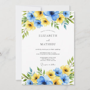 Invitación Cielo Amarillo Boda de Primavera Brillante Azul