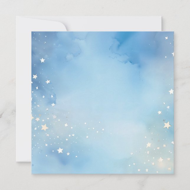 Invitación Cielo azul acuarela con estrellas (Anverso)