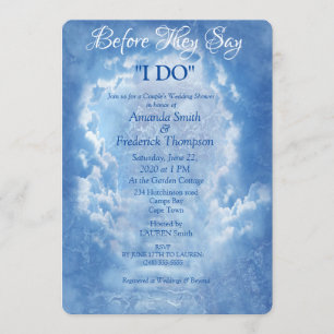 Invitación Cielo azul claro con ducha nubes de bodas