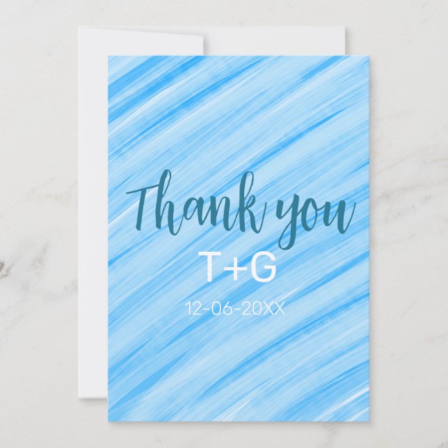 Invitación Cielo azul gracias agregar nombre de la pareja fec (Anverso)