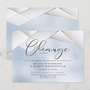 Invitación Cielo Azul Perla Facetas Boda Pospuesta