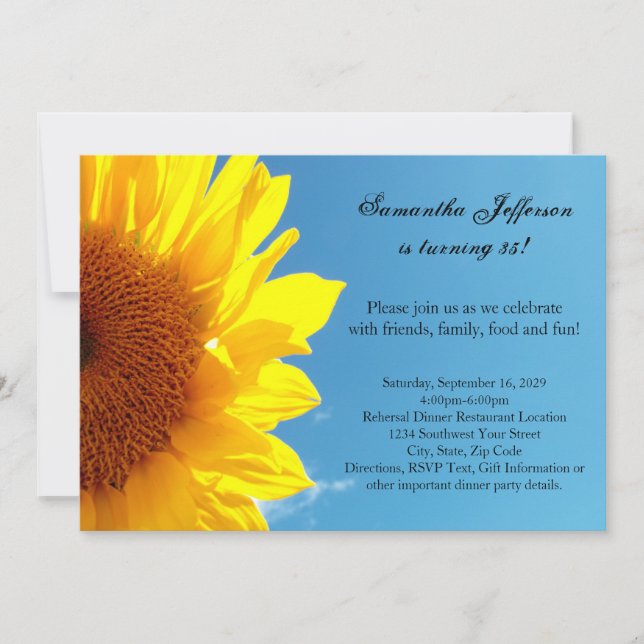 Invitación Cielo azul veraniego, fiesta de cumpleaños del gir (Anverso)