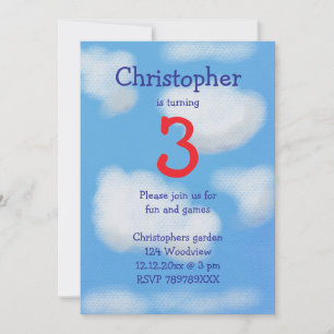Invitación Cielo azul y nubes onduladas Cumpleaños