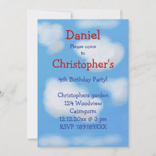 Invitación Cielo azul y nubes onduladas Cumpleaños