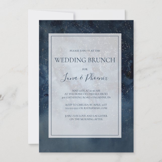 Invitación Cielo Celestial Nocturno Con Brunch Boda De Marco (Anverso)