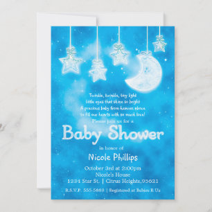 Invitación Cielo de estrellas brillantes luna azul Baby Showe