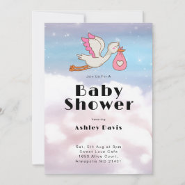 Invitación Cielo De Pájaros Y Baby Shower En Nube
