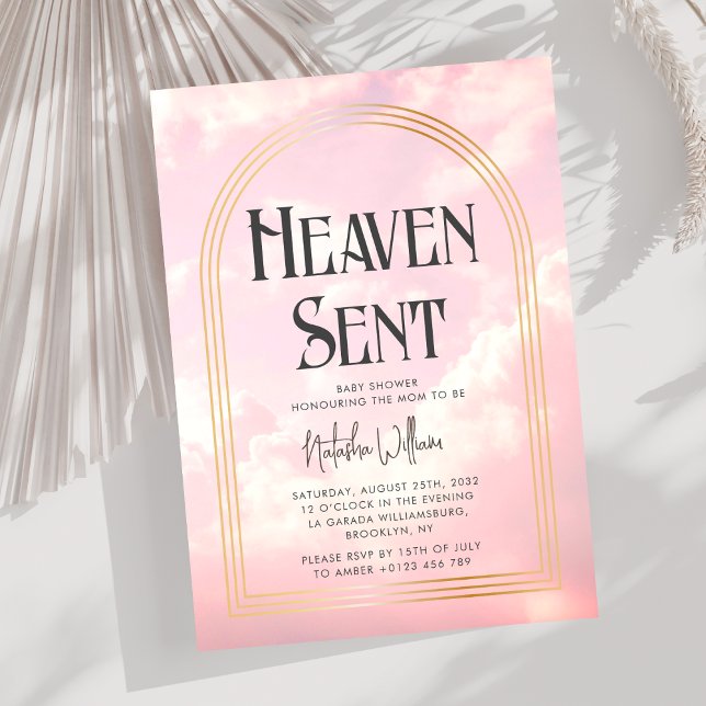 Invitación Cielo enviado nubes Sky Pink Baby Shower (Subido por el creador)