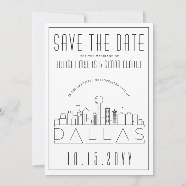 Invitación Cielo estilizado de Dallas para salvar la fecha de (Anverso)