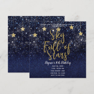 Invitación Cielo lleno de estrellas Noche de oro Fiesta azul