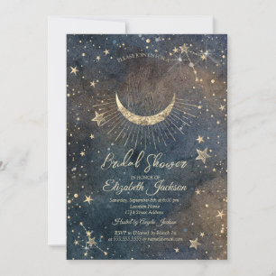 Invitación Cielo lunar, estrellas Diamante Regalo de ducha nu