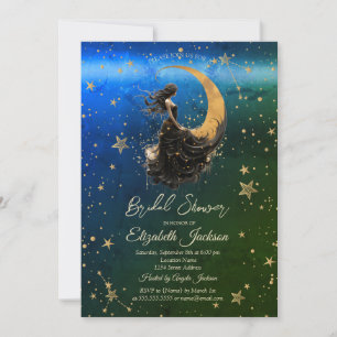 Invitación Cielo Lunar, Niña, Estrellas Degradado Despedida d