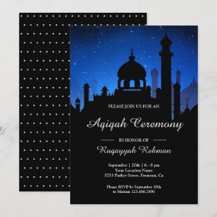Invitación Cielo Nocturno Azul Noches Árabes Aqiqah