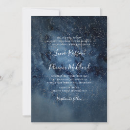 Invitación Cielo nocturno celeste | Boda tradicional plateado
