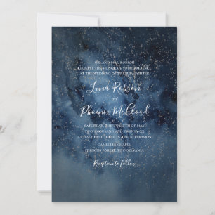 Invitación Cielo nocturno celeste   Boda tradicional plateado