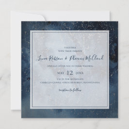 Invitación Cielo Nocturno Celestial Con Boda Cuadrado De Marc
