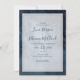 Invitación Cielo nocturno celestial con Boda de cuadros