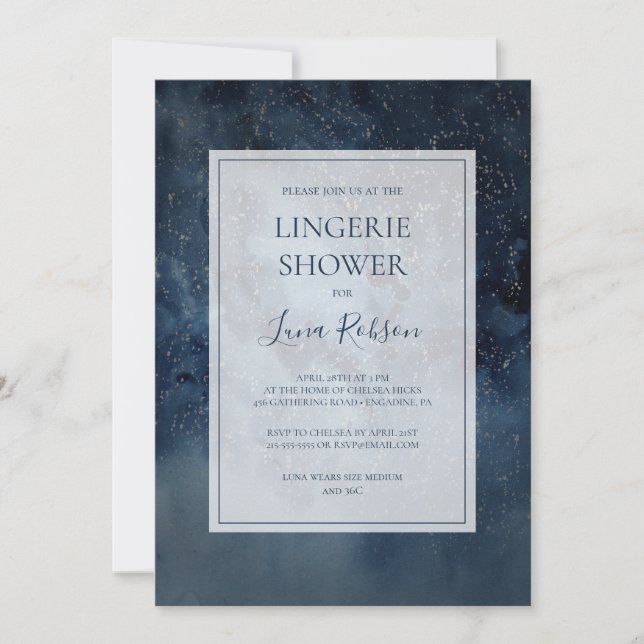 Invitación Cielo Nocturno Celestial Con Ducha De Lingerie De  (Anverso)