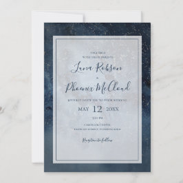 Invitación Cielo Nocturno Celestial Con Marco Todo En Un Boda