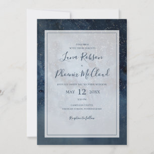 Invitación Cielo Nocturno Celestial Con Marco Todo En Un Boda