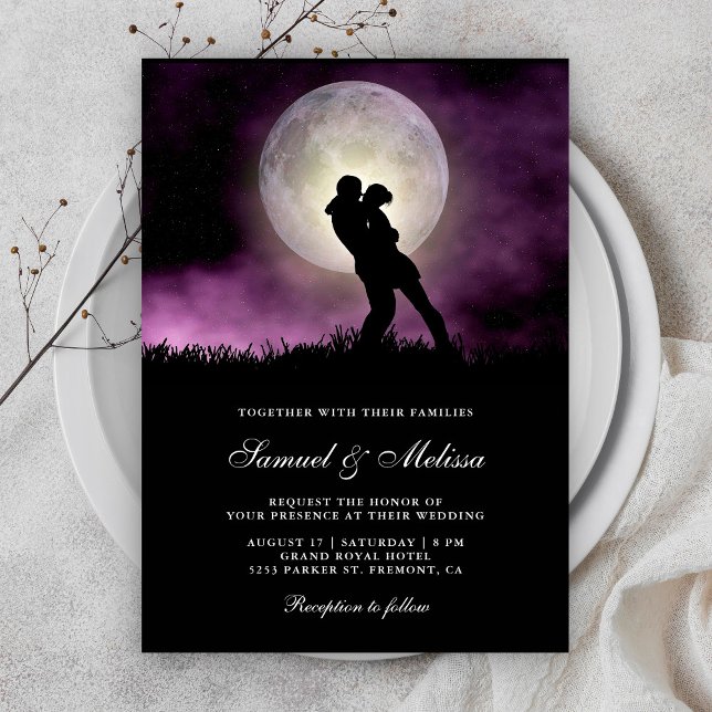 Invitación Cielo nocturno de la luna completo Boda de la pare (Subido por el creador)