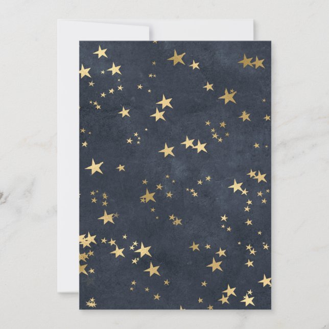Invitación Cielo Nocturno Estrellado Estrellas Doradas Amante (Anverso)