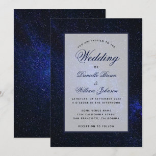 Invitación Cielo Nocturno Estrellado Guion Elegante Boda 