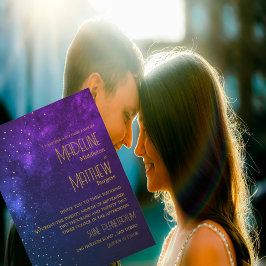 Invitación Cielo Nocturno Estrellas Doradas Astrales Bodas Pú
