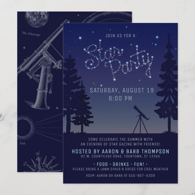 Invitación Cielo Nocturno | Fiesta de Astronomía y Observació (Anverso / Reverso)