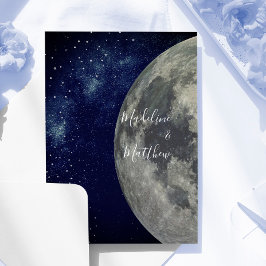 Invitación Cielo Nocturno Luna Estrellas Azul Boda