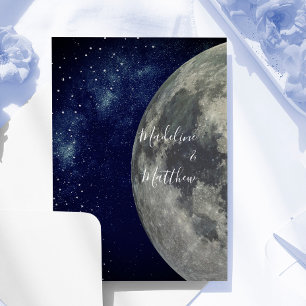 Invitación Cielo Nocturno Luna Estrellas Azul  Boda