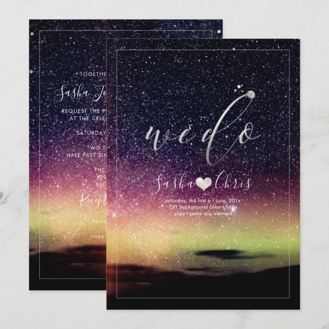 Invitación Cielo nocturno PixDezines Aurora (Anverso / Reverso)