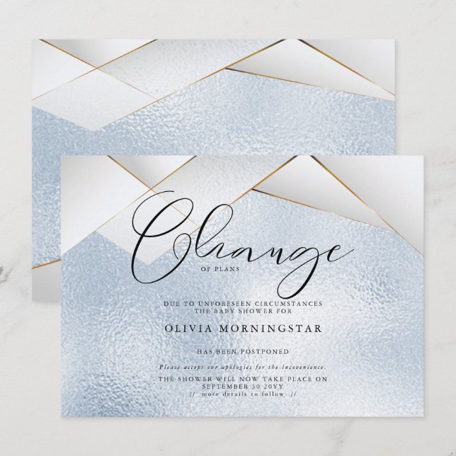 Invitación Cielo pastel azul perla facetas aplazado ducha (Anverso / Reverso)