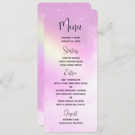 Invitación Cielo rosa con menú de Boda arcoiris amarillo limó