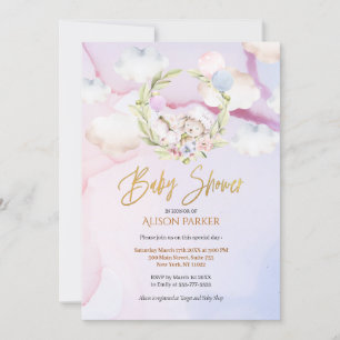 Invitación Cielo rosa de Conejo Forestal Cuaderno de Woodland