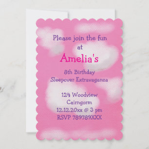 Invitación Cielo rosa y nubes onduladas Cumpleaños