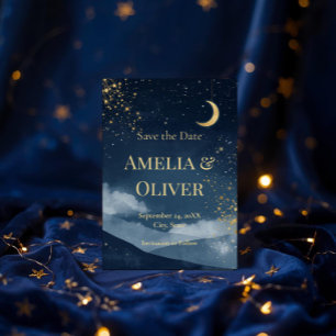 Invitación Cielo Salvado el Día   Noche Estrellada de Azul Ma