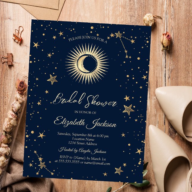 Invitación Cielo Sol,Luna,Estrellas Azul Marino Despedida de  (Subido por el creador)