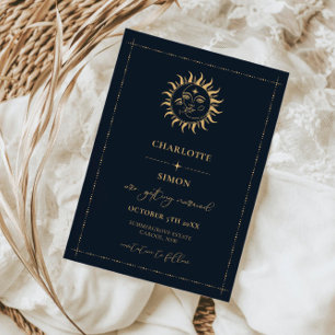 Invitación Cielo Sol y Luna Místico Guarde la Fecha