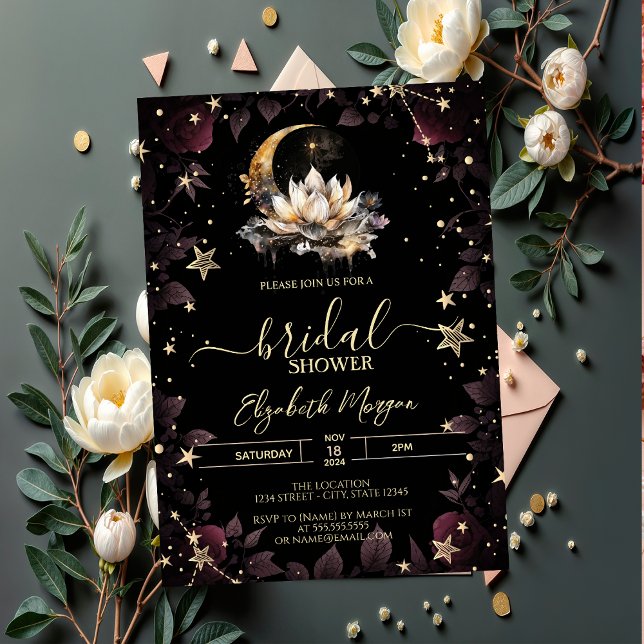 Invitación Cielo Sole,Luna,Rosas Estrellas Ducha de Novia (Subido por el creador)
