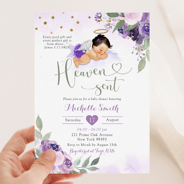 Invitación Cielo verde morado enviado a Baby Shower (Subido por el creador)