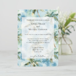 Invitación Cielos Azules Isla Tropical Palmeras Boda