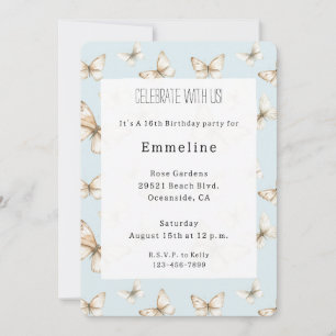 Invitación Cielos Azules y Cumpleaños de Mariposas
